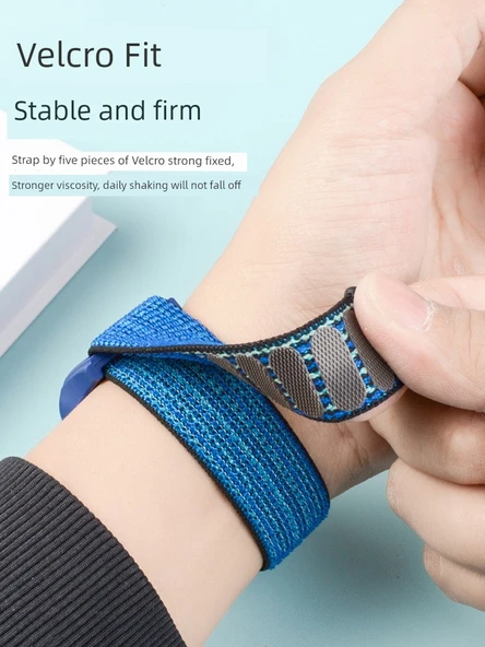 Huawei Çocuk Saati 5 Uyumlu Uzun Nebula Mavi Naylon Kordon - Resim 4