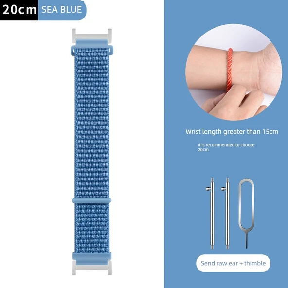 Nylon Akıllı Saat Kordonu - Little Genius Y02/Y01S - Deniz Mavisi Uzun 20cm