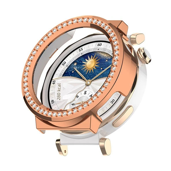 Rose Gold Elmas Desenli Huawei GT5Pro 42mm Koruyucu Kılıf