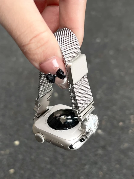 Xiaomi Bileklik 7pro Metal Mıknatıslı Kayış - Dört Yapraklı Yonca Gümüş - 2