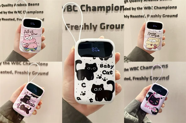 30W Hızlı Şarj 30000mAh Powerbank - Patrick Desenli, 4 Kablolu - Resim 7