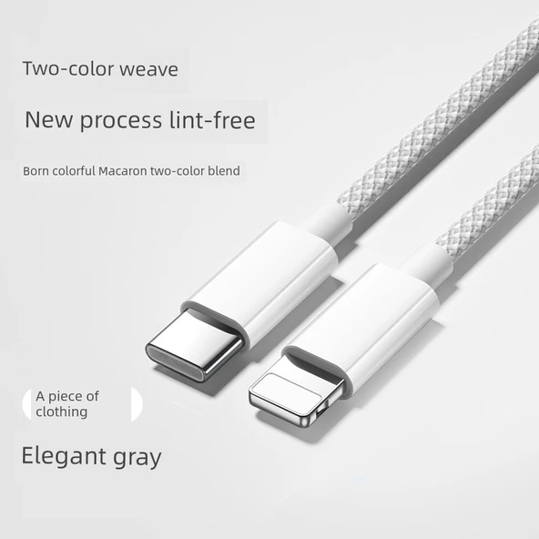 iPhone Hızlı Şarj Kablosu PD20W - 1m - Gri [Apple PD]