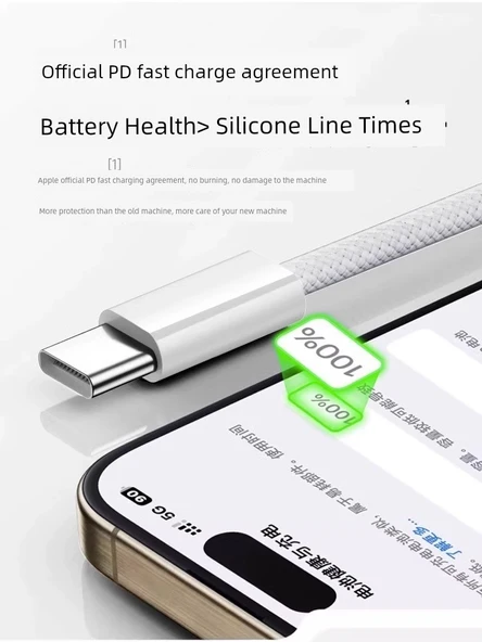 iPhone 15/16 Özel 20W Hızlı Şarj Aleti + 1.0m Çift Type-C Örgülü Kablo Seti - 2