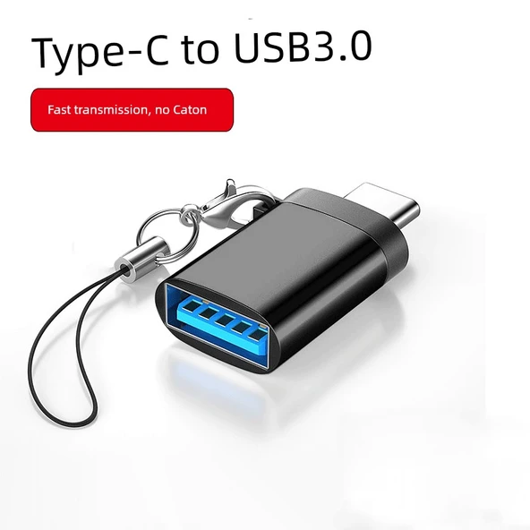 USB Dişi - Type-C Erkek Adaptör - Alüminyum Alaşım - Askı Zincirli