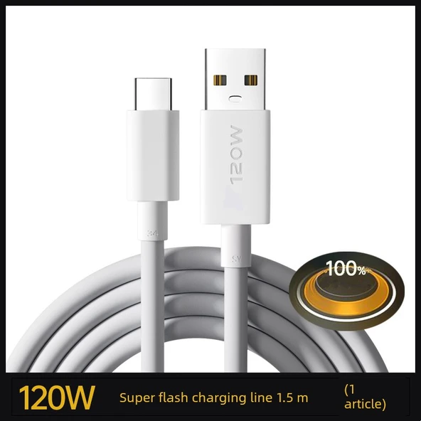 USB-A - Type-C Şarj ve Data Kablosu - 1.5 Metre - 120W Hızlı Şarj - 1 Adet