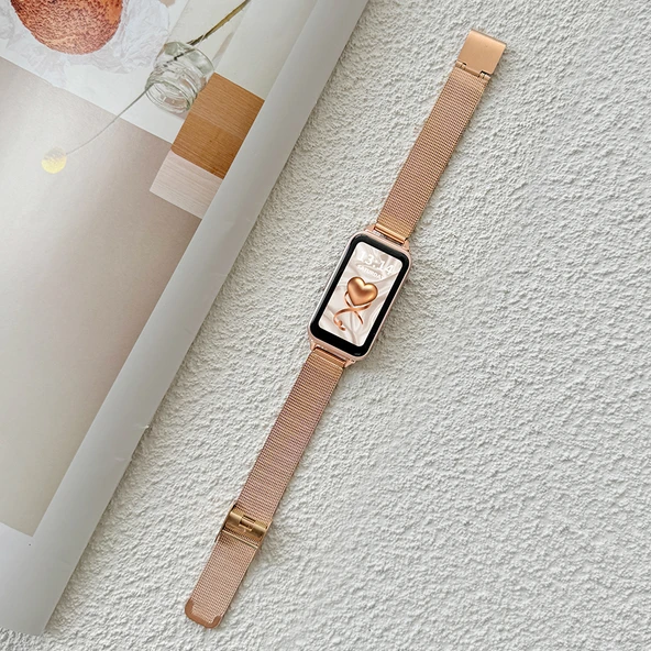 Huawei 8/NFC Bileklik için Metal Kordon - Rose Gold