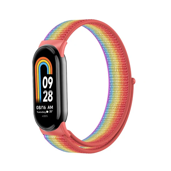 Xiaomi Bileklik 8 Uyumlu Nylon Örgü Kordon - Gökkuşağı