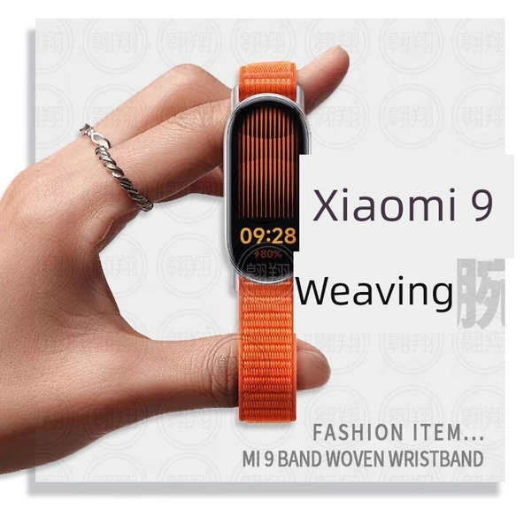 Xiaomi Bileklik 9 Uyumlu Nylon Örgü Kordon - Turuncu