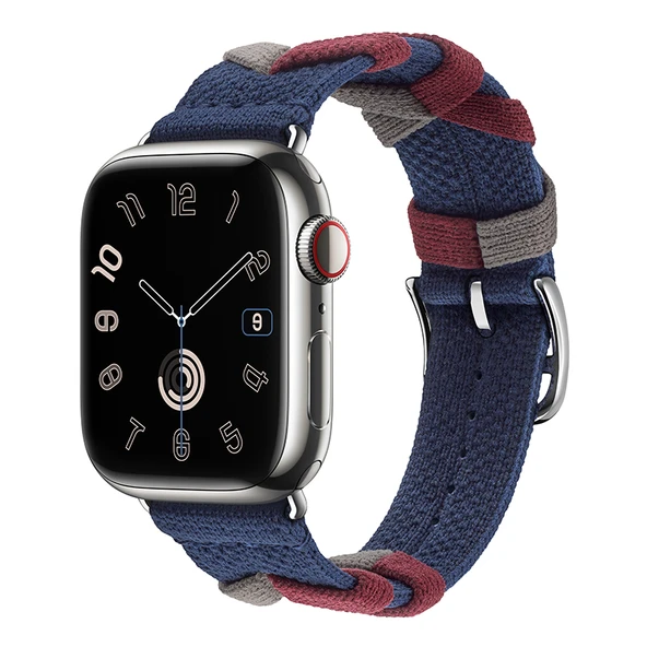 iWatch S10 42mm için Derin Deniz Ordu Mavisi Naylon Örgü Kordon