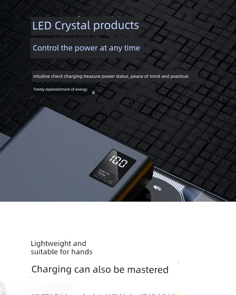 66W Süper Hızlı Şarj 20000mAh Powerbank - Şövalye Siyahı - 30000mA Süper Hızlı Şarj + 5A Hızlı Şarj Kablosu - 8