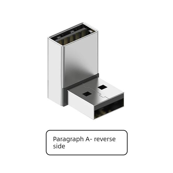 USB 3.0 Erkek Dişi 90 Derece Adaptör - Paragraf A - Arka Yüz