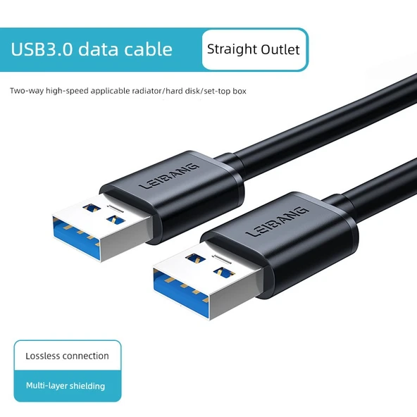 USB 3.0 Erkek - Erkek Kablo - 1.5 Metre - Çift Taraflı Düz
