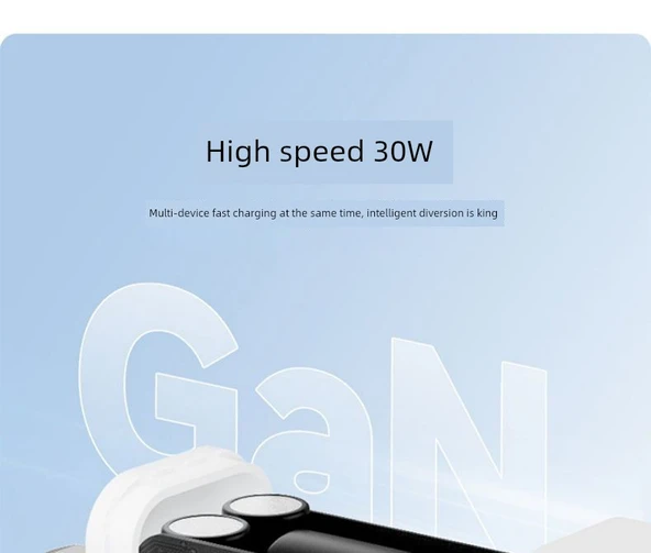 30W Çift Port GaN PD Hızlı Şarj Aleti - Uzak Tepe Mavi 1.0m Örgülü Kablo - Resim 10