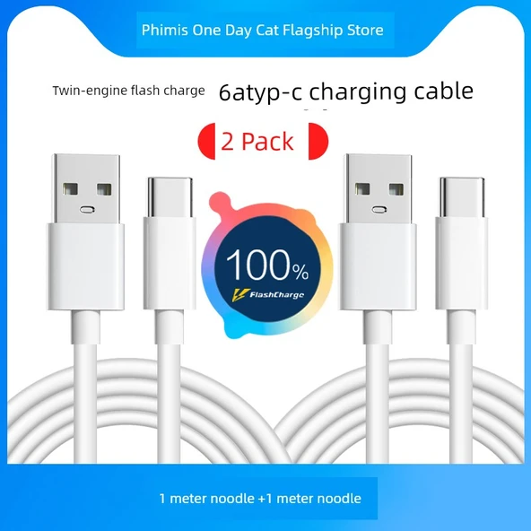 Vivos17e 66W 80W Hızlı Şarj USB Type-C Kablo - 1 Metre + 1 Metre