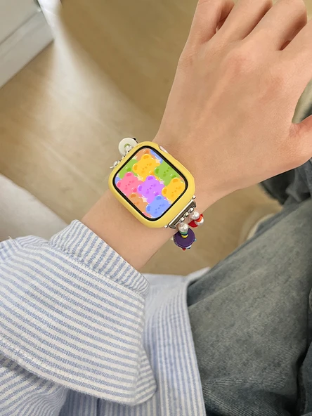 Apple Watch 40mm iwatch 4/5/6/SE Uyumlu Küçük Canavar Desenli Elastik Kordon (13-15cm Bilek) - Resim 6