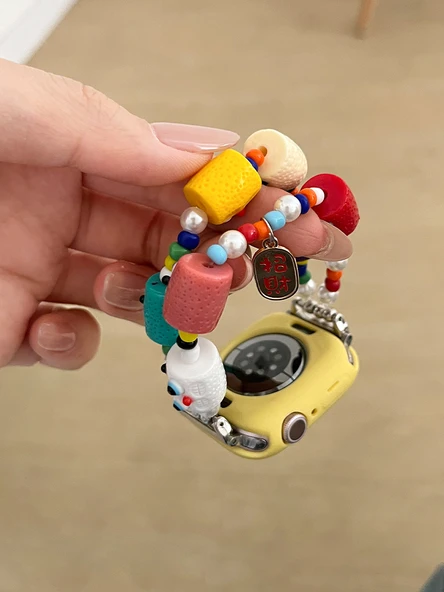 Apple Watch 40mm iwatch 4/5/6/SE Uyumlu Küçük Canavar Desenli Elastik Kordon (13-15cm Bilek) - Resim 5