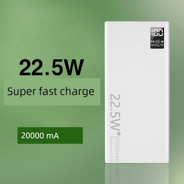 66W Süper Hızlı Şarj 20000mAh Powerbank - Şövalye Siyahı - 30000mA Süper Hızlı Şarj + 5A Hızlı Şarj Kablosu - 2
