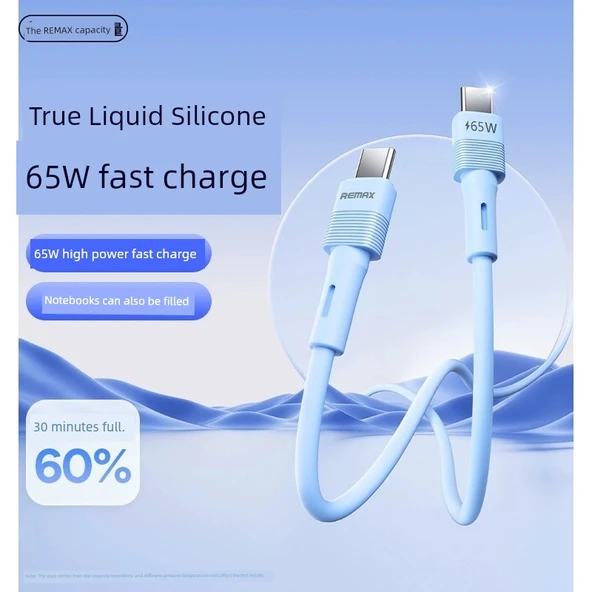 20W PD Hızlı Şarj Sıvı Silikon Type-C Kablo - Mavi (Apple PD20W) - 6