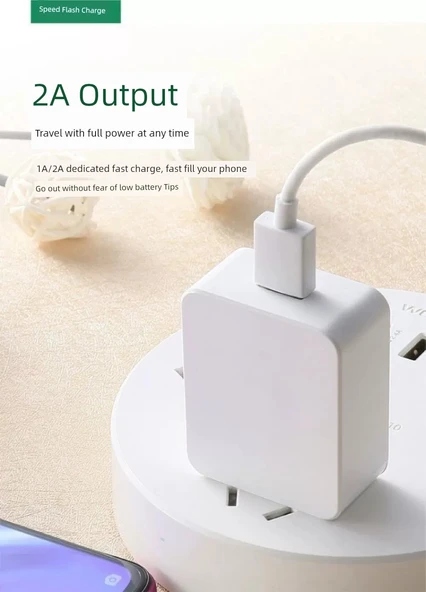 Oppo A5 Hızlı Şarj Başlığı + 1.5 Metre Hızlı Şarj Kablosu - 9