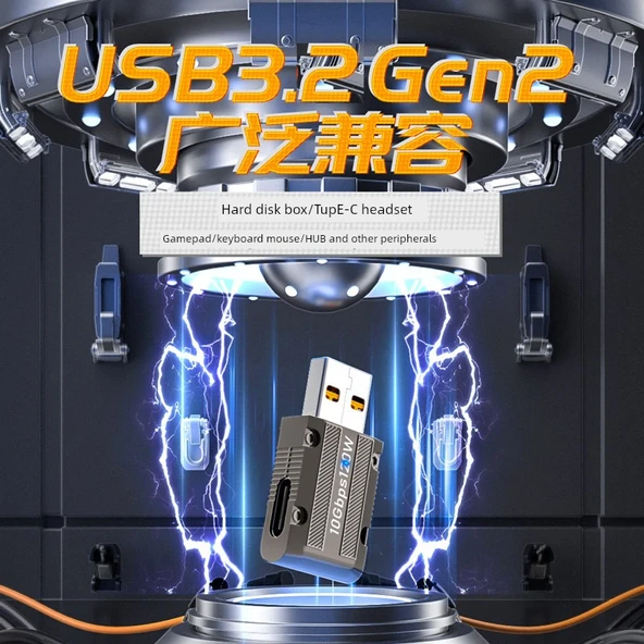 USB 3.2 - Type-C Çevirici Adaptör - Metalik Gri - Yan Bükümlü Ters - 5