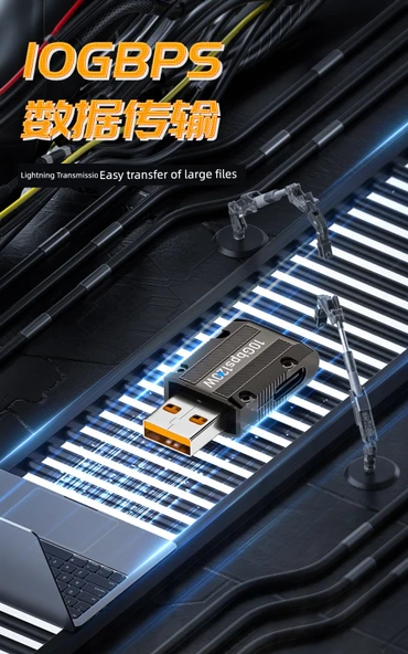 USB 3.2 - Type-C Çevirici Adaptör - Metalik Gri - Yan Bükümlü Ön - 10