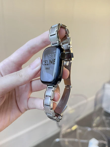 Apple Watch Paslanmaz Çelik Kordon 38mm (iwatch 1/2/3 nesil) - Yıldız Işığı - Resim 4