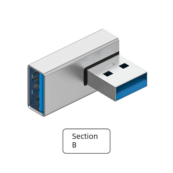 USB 3.0 Erkek Dişi 90 Derece Adaptör - Bölüm B
