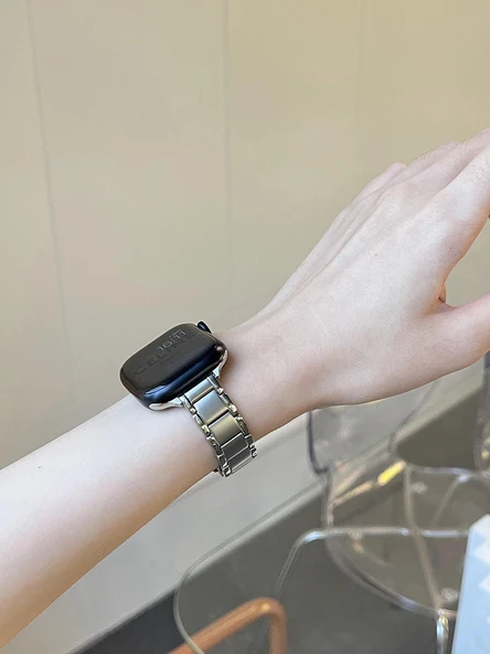 Apple Watch Paslanmaz Çelik Kordon 38mm (iwatch 1/2/3 nesil) - Yıldız Işığı - Resim 6