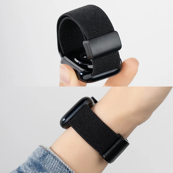 42mm Siyah-6 Naylon Örgü Manyetik Apple Watch Kordon (Model 2)