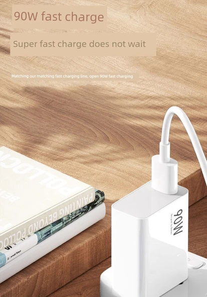 90W Hızlı Şarj Aleti - 1 Metre Kablolu - Xiaomi Uyumlu - 9