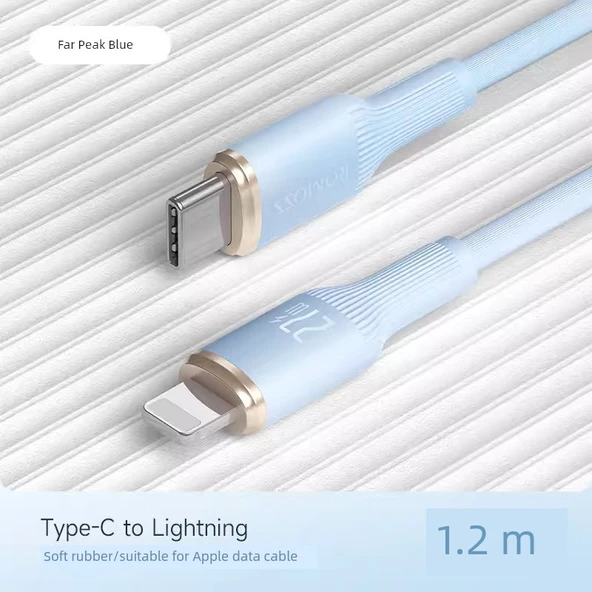 20W/27W PD Sertifikalı Type-C Lightning Kablosu - 1.2m - Uzak Tepe Mavi (iPhone 8-14 Uyumlu)
