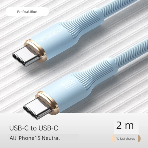 Type-C Lightning Hızlı Şarj Kablosu - 2m - Uzak Tepe Mavi (iPhone 15/16 Uyumlu)
