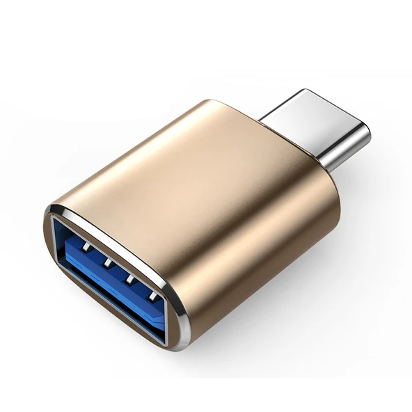 USB - Type-C Adaptör - Altın Type-C - USB (U disk/fare/klavye için)