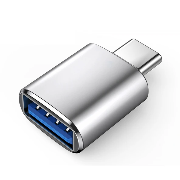 USB - Type-C Adaptör - Gümüş Type-C - USB 2'li Paket (U disk/fare/klavye için)