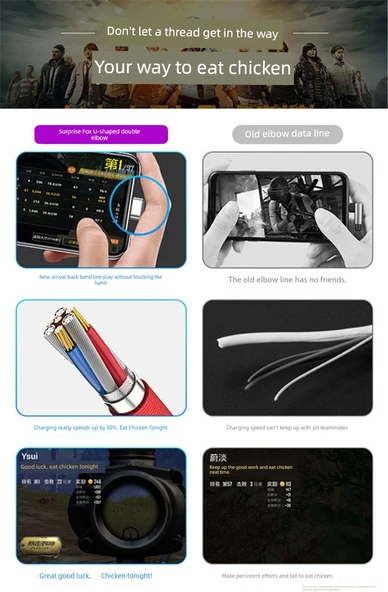 U Şekilli Dirsek Lightning Data Kablosu - Kırmızı 1.2m - 6