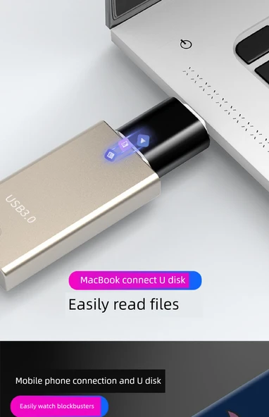 USB - Type-C Adaptör - Altın Type-C - USB 2'li Paket (U disk/fare/klavye için) - 11