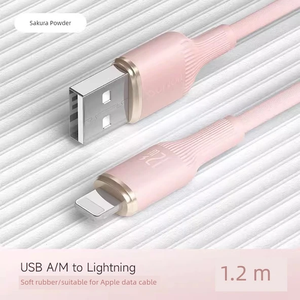 USB Sertifikalı Type-C Lightning Kablosu - 1.2m - Kiraz Tozu (iPhone 8-14 Uyumlu)
