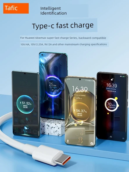 USB Type-C Şarj Kablosu - 1m 6A Süper Hızlı Şarj - Siyah - 3
