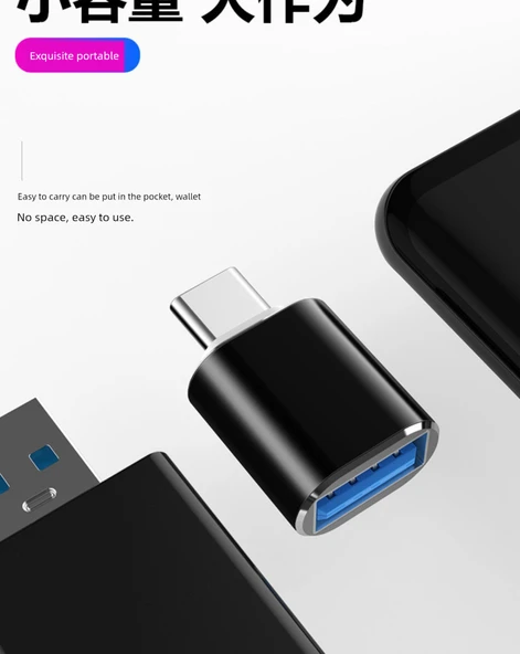 USB - Type-C Adaptör - Altın Type-C - USB 2'li Paket (U disk/fare/klavye için) - 10