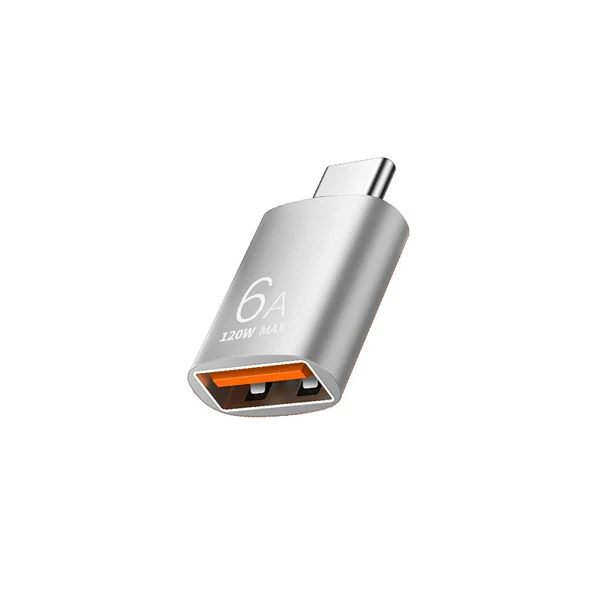 USB - Type-C Adaptör - Gümüş Type-C - USB 6A Hızlandırıcı