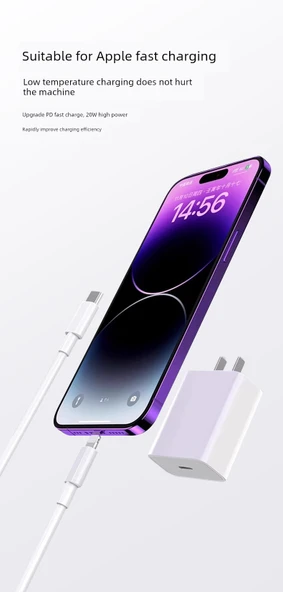 USB Lightning Hızlı Şarj Kablosu - iPhone 6-14 Serisi 1.0m (BOGO) - Resim 8