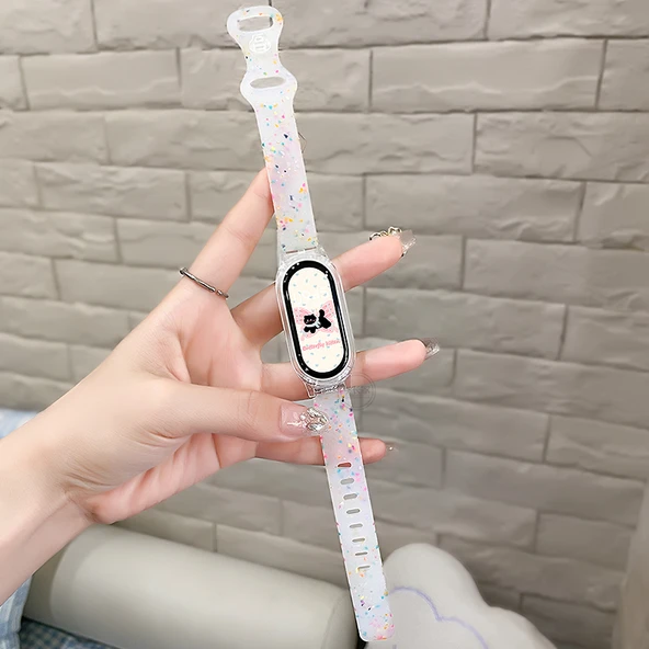Xiaomi Mi Band 5/6 NFC Jöle Beyaz Şeffaf Kordon-1