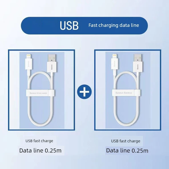 USB - Lightning Kablosu - 0.25m - Beyaz - 1 Alana 1 Bedava
