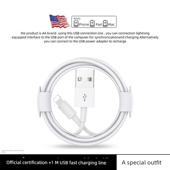 USB Lightning Hızlı Şarj Kablosu - iPhone 6-14 Serisi 1.0m