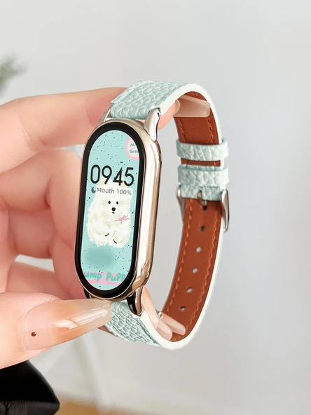 Xiaomi Mi Band 9 NFC Sütlü Kayısı Deri Desenli Kordon - 2