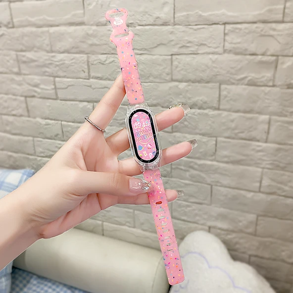 Xiaomi Mi Band 3/4 NFC Jöle Pembe Şeffaf Kordon