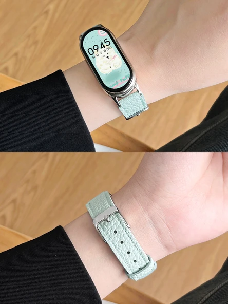 Xiaomi Mi Band 8 NFC Turuncu Deri Desenli Kordon - 3