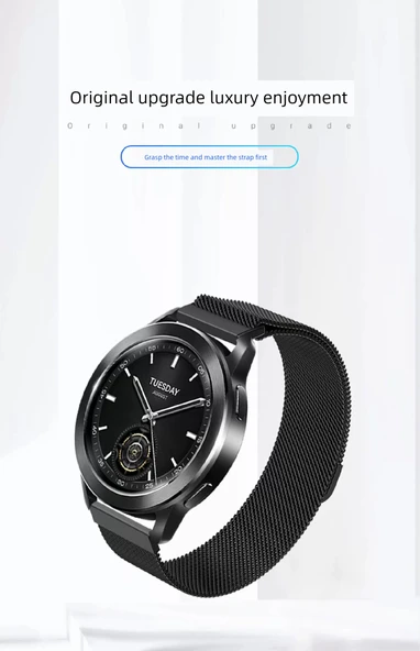Xiaomi Watch S4 Mavi, Beyaz ve Kırmızı Milanese Manyetik Kordon - 9