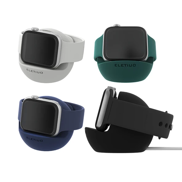 Apple Watch Şarj Standı - Retro Beyaz - Silikon - 3