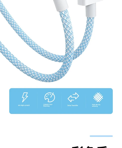 Type-C Süper Hızlı Şarj Kablosu - 2 Metre - Taze Yeşil 6A - 8
